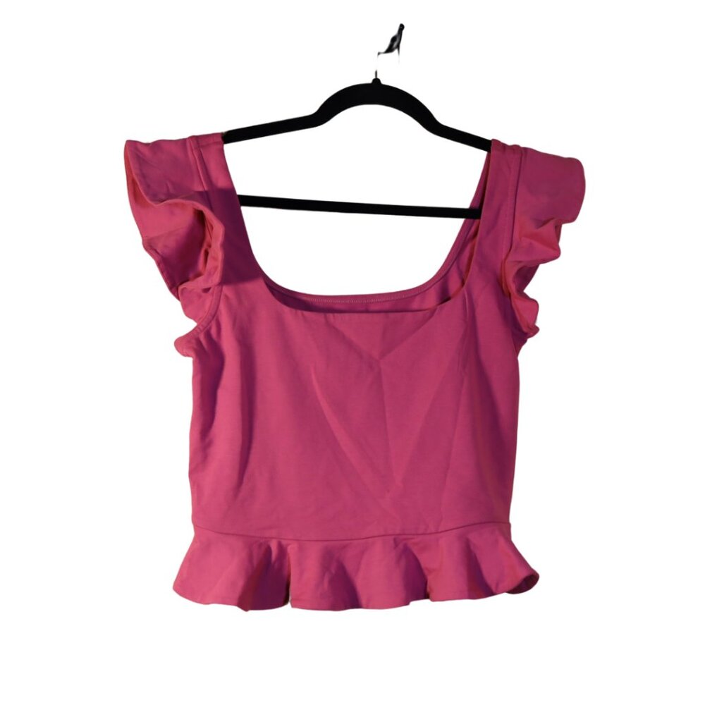 Express Body Contour Stretch Cotton Flutter Sleeve M Dark Peony New without tags